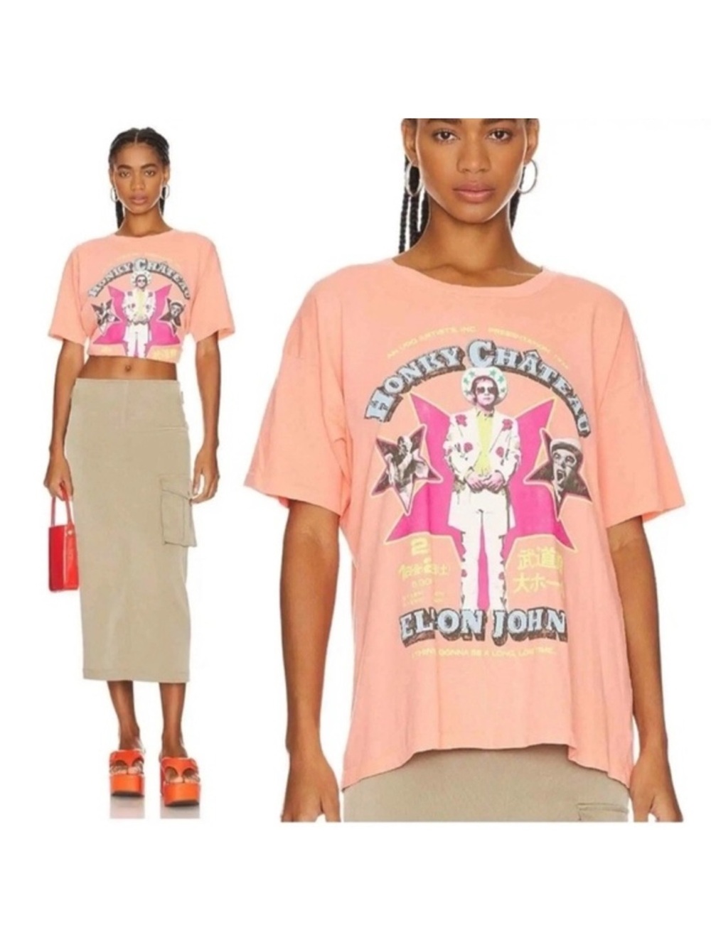 Revolve Daydreamer Elton John Honky Château Merch Oversized Tee Desert Flower